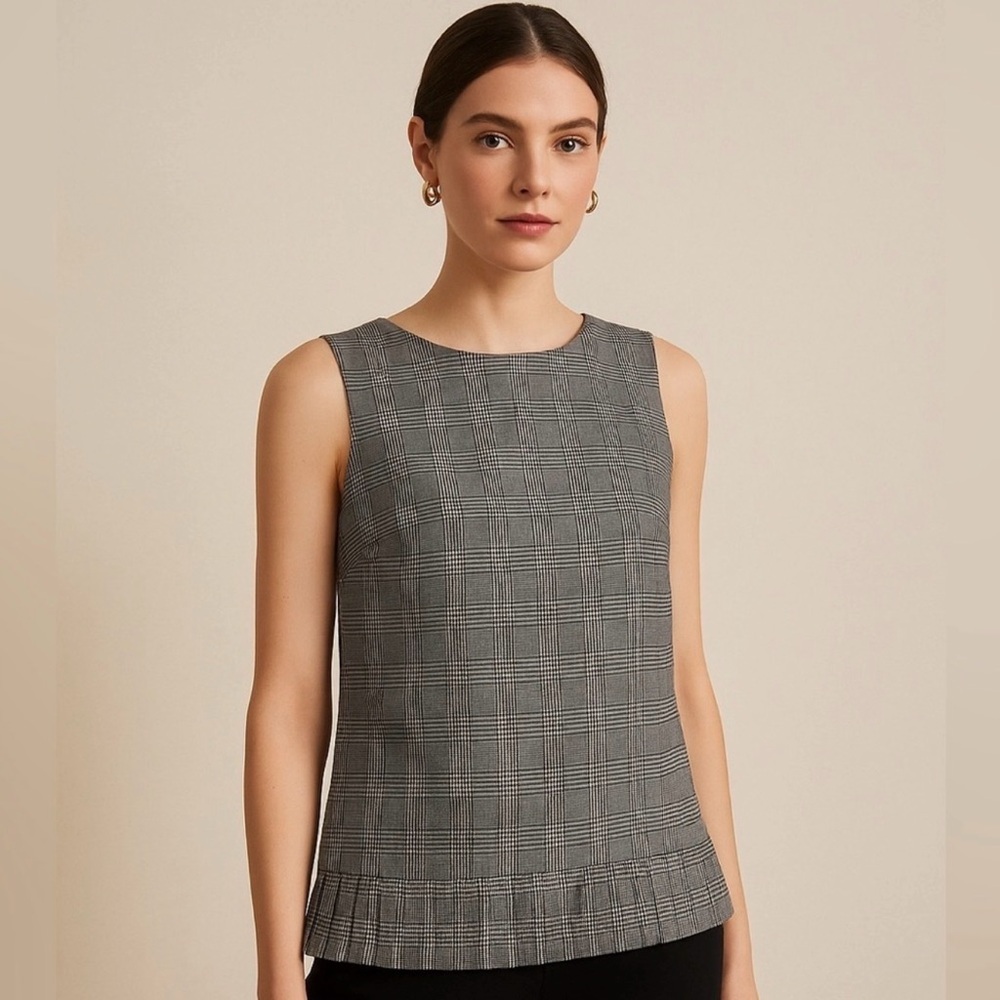 J. Jill Glen Plaid Accordion Pleated Sleeveless Top